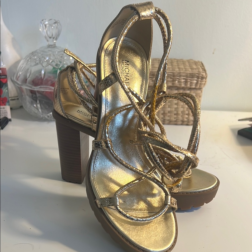 Michael Kors Gold Strappy Women's Heels
